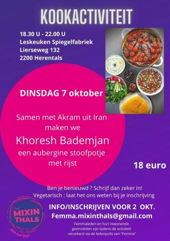 Iraans koken met Akram / organisatie Femma Mixinthals © Femma Mixinthals
